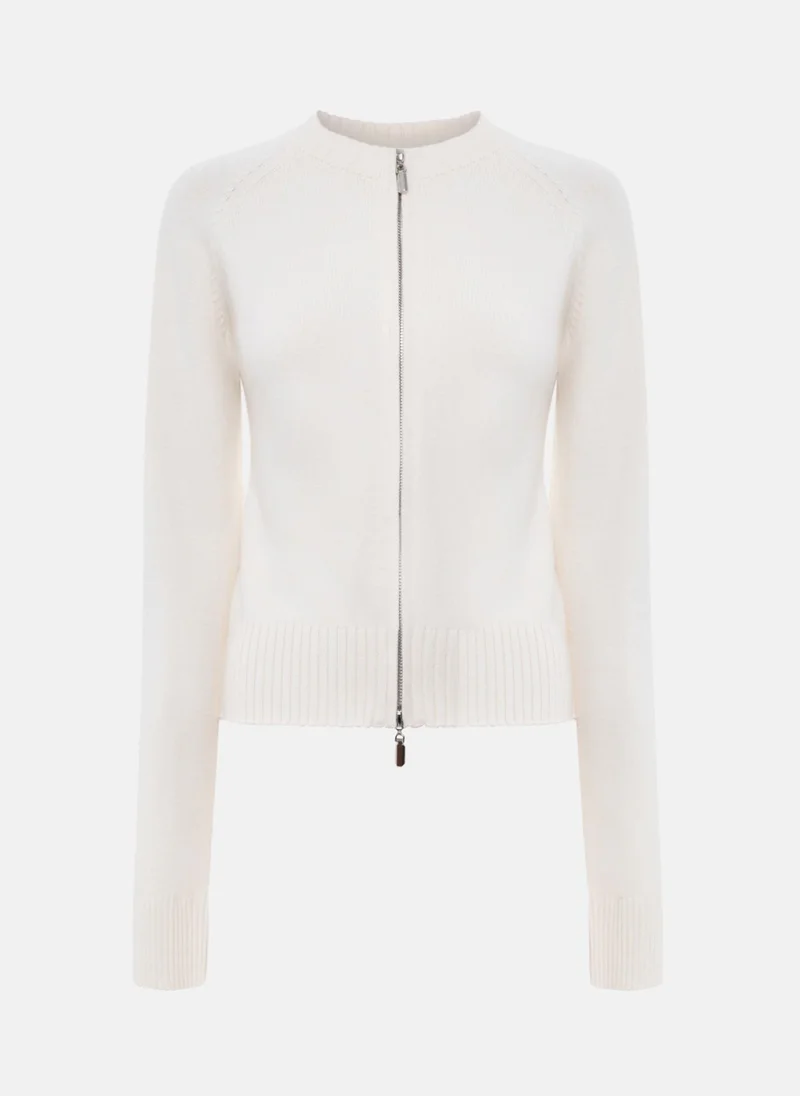 Lichi Knitted cardigan with ribbed details and metal zip